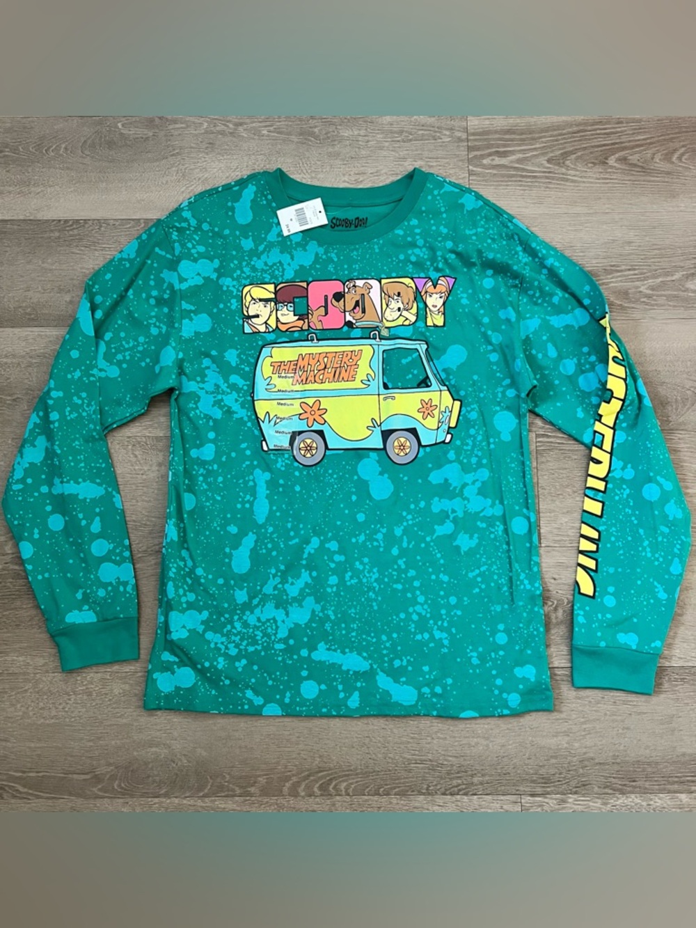 NWT Scooby-Doo Teal Long Sleeve Graphic Tee - Mystery Machine Design